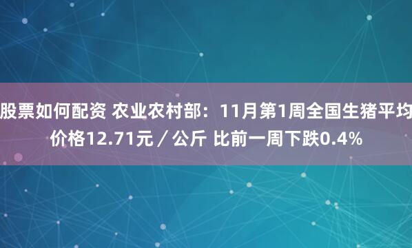 股票如何配资 农业农村部：11月第1周全国生猪平均价格12.71元／公斤 比前一周下跌0.4%